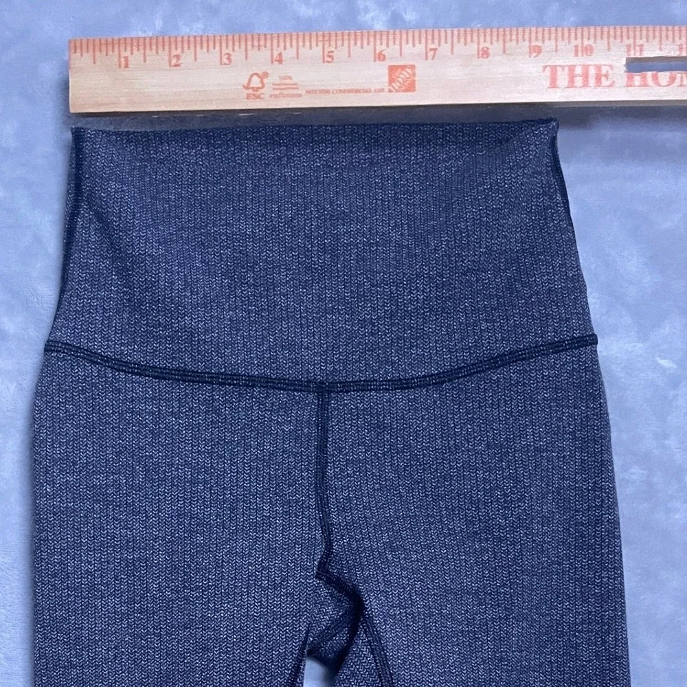 Lululemon High Rise Herringbone Leggings Black White Yoga Pants Womens Size 2
